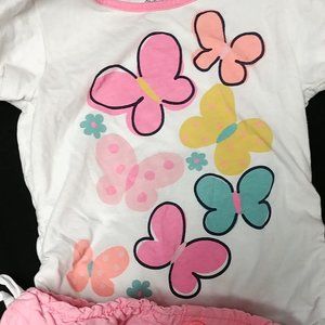 White and Pink Butterflies and Flowers Set